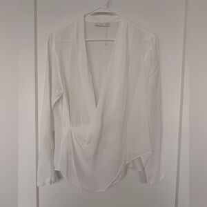 Mango White Draped Women's Blouse